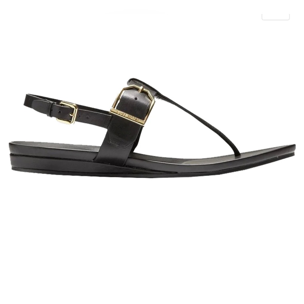 Cole Haan Black Leather Wedge Sandals Size 11 NEW